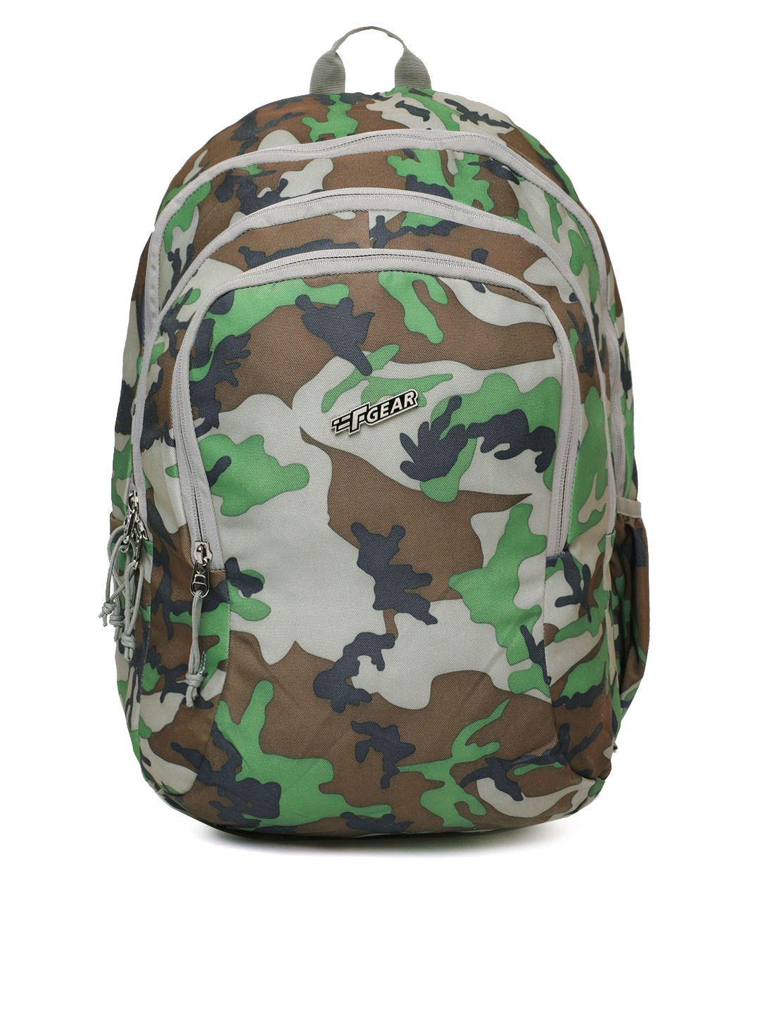 f gear unisex green & grey printed backpack