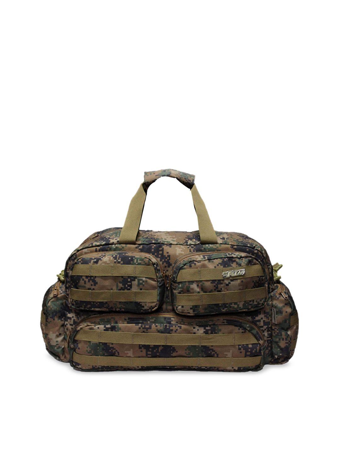 f gear unisex grey & brown printed large duffel bag