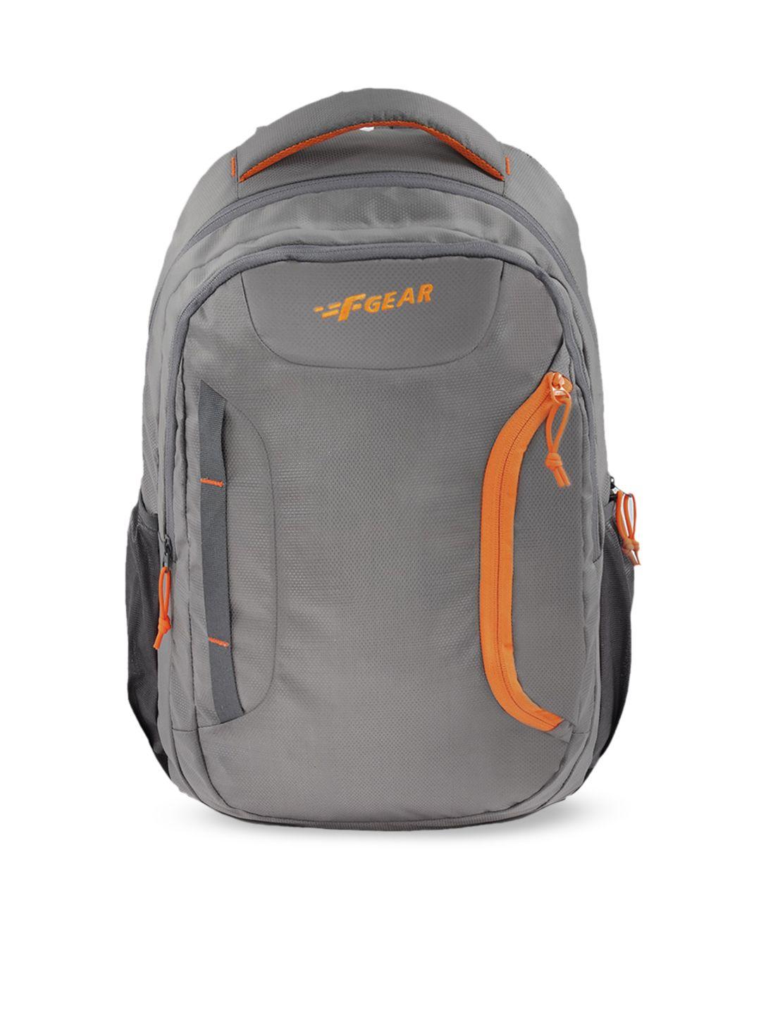 f gear unisex grey & orange laptop backpack with compression straps