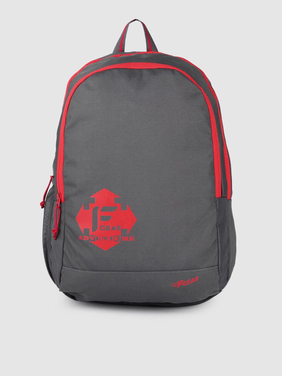 f gear unisex grey & red brand logo laptop backpack