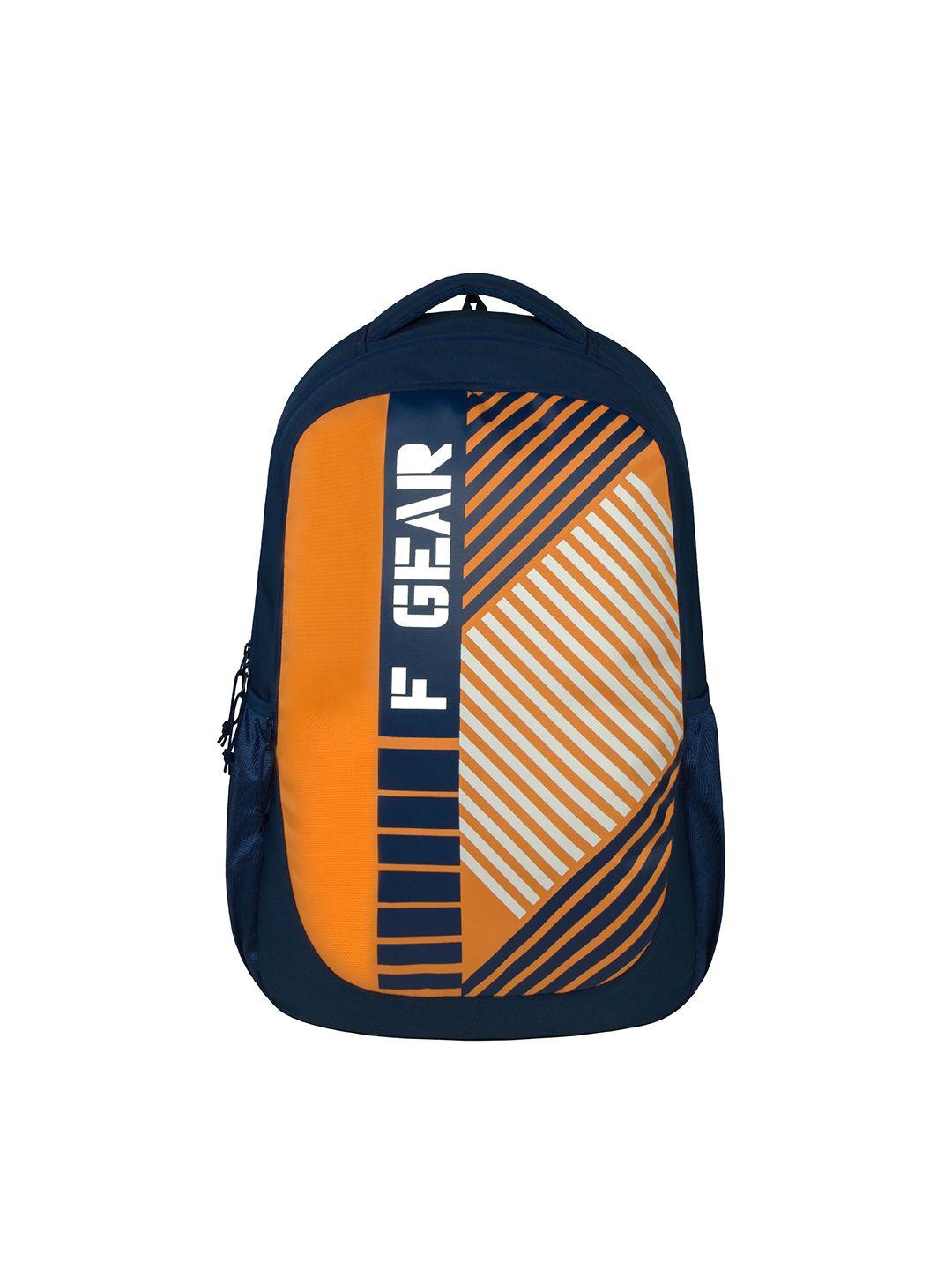 f gear unisex navy blue & orange graphic contrast detail backpack