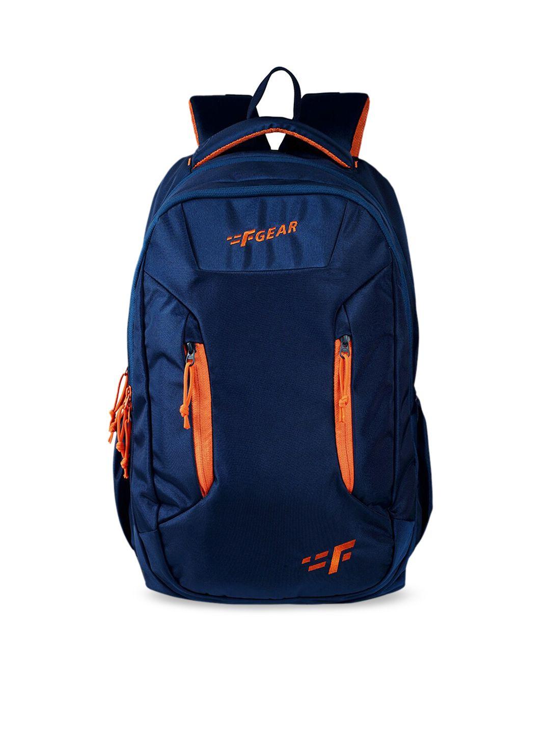 f gear unisex navy blue & orange solid backpack