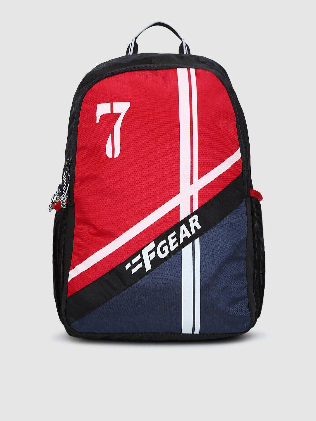 f gear unisex navy blue & red brand logo backpack