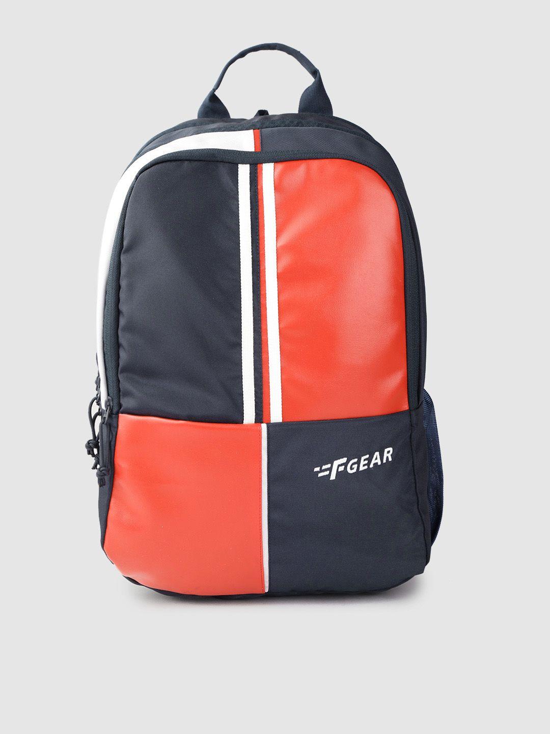 f gear unisex navy blue & red colourblocked backpack