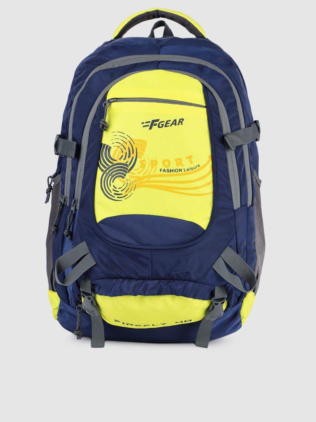 f gear unisex navy blue & yellow graphic backpack