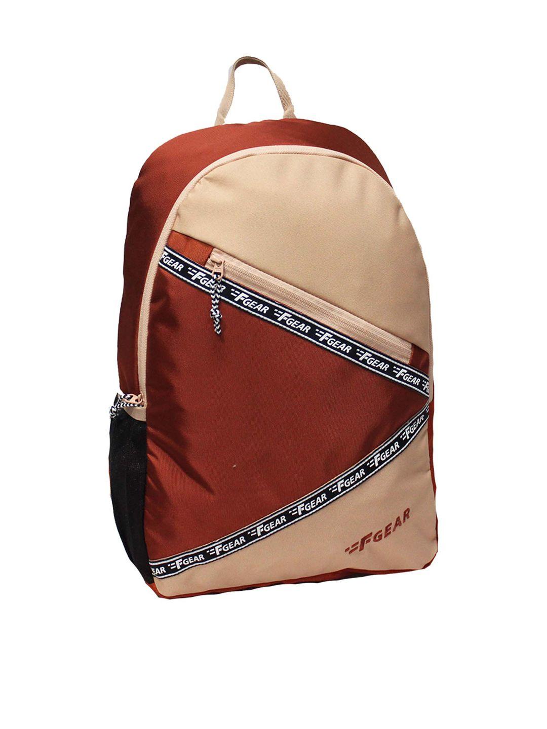 f gear unisex red & beige colourblocked backpack
