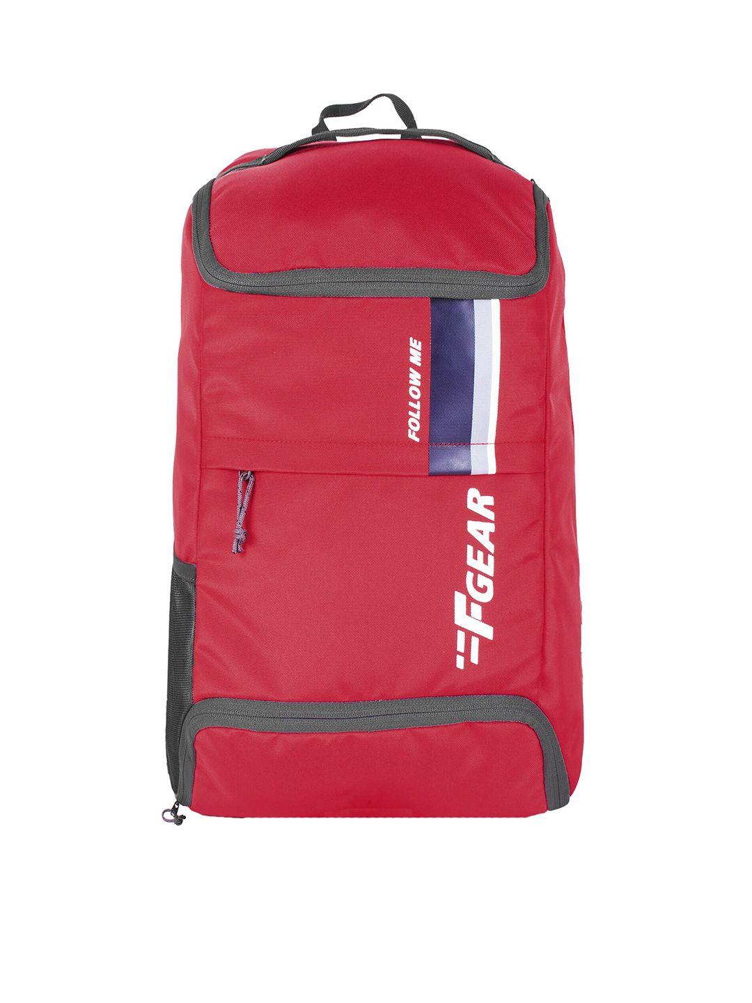 f gear unisex red & grey typography backpack