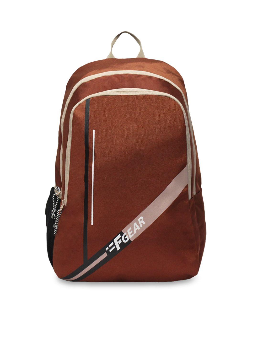 f gear unisex rust brown & peach-coloured brand logo contrast detail backpack