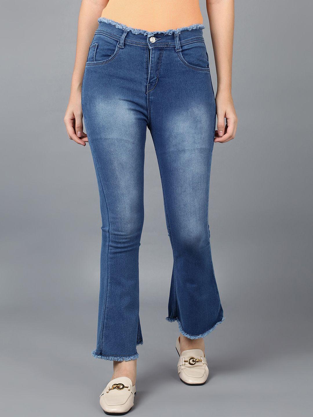 f2m women blue flared high-rise stretchable jeans
