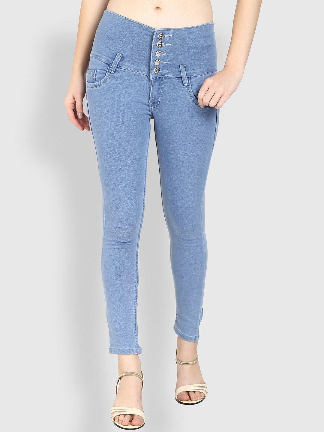 f2m women blue slim fit high-rise stretchable jeans