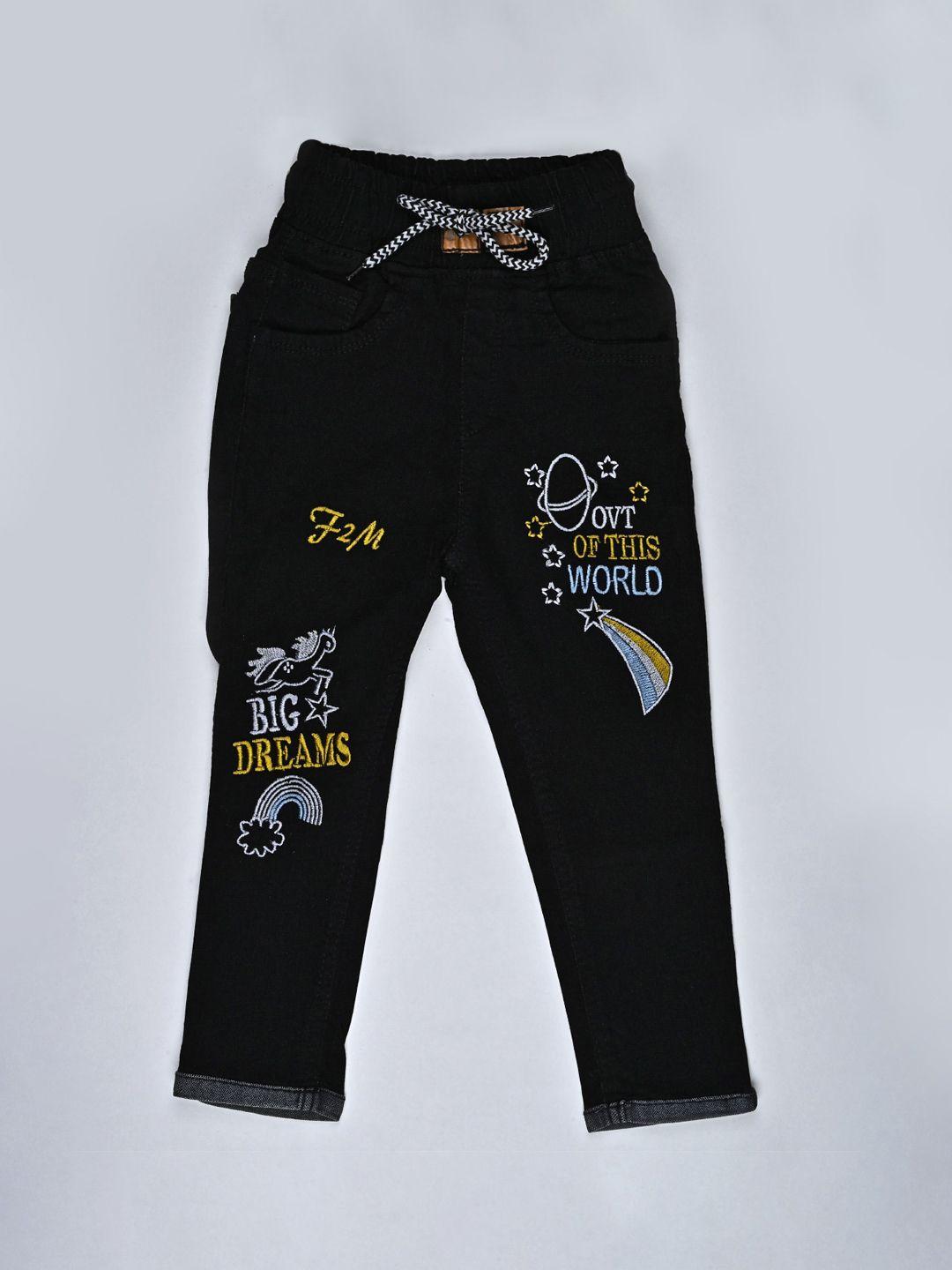 f2m boys boys slim fit jogger high-rise embroidered stretchable jeans