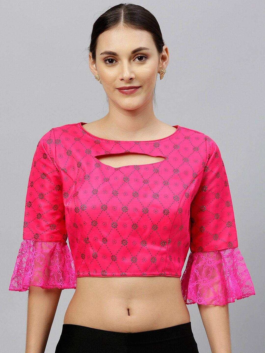 fab dadu pink printed saree blouse