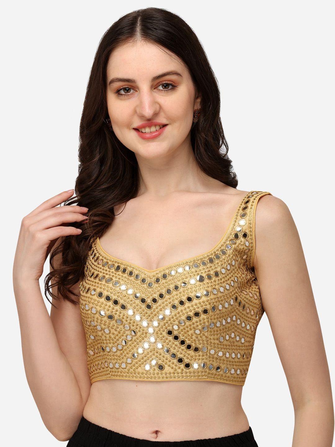 fab dadu women beige embroidered saree blouse
