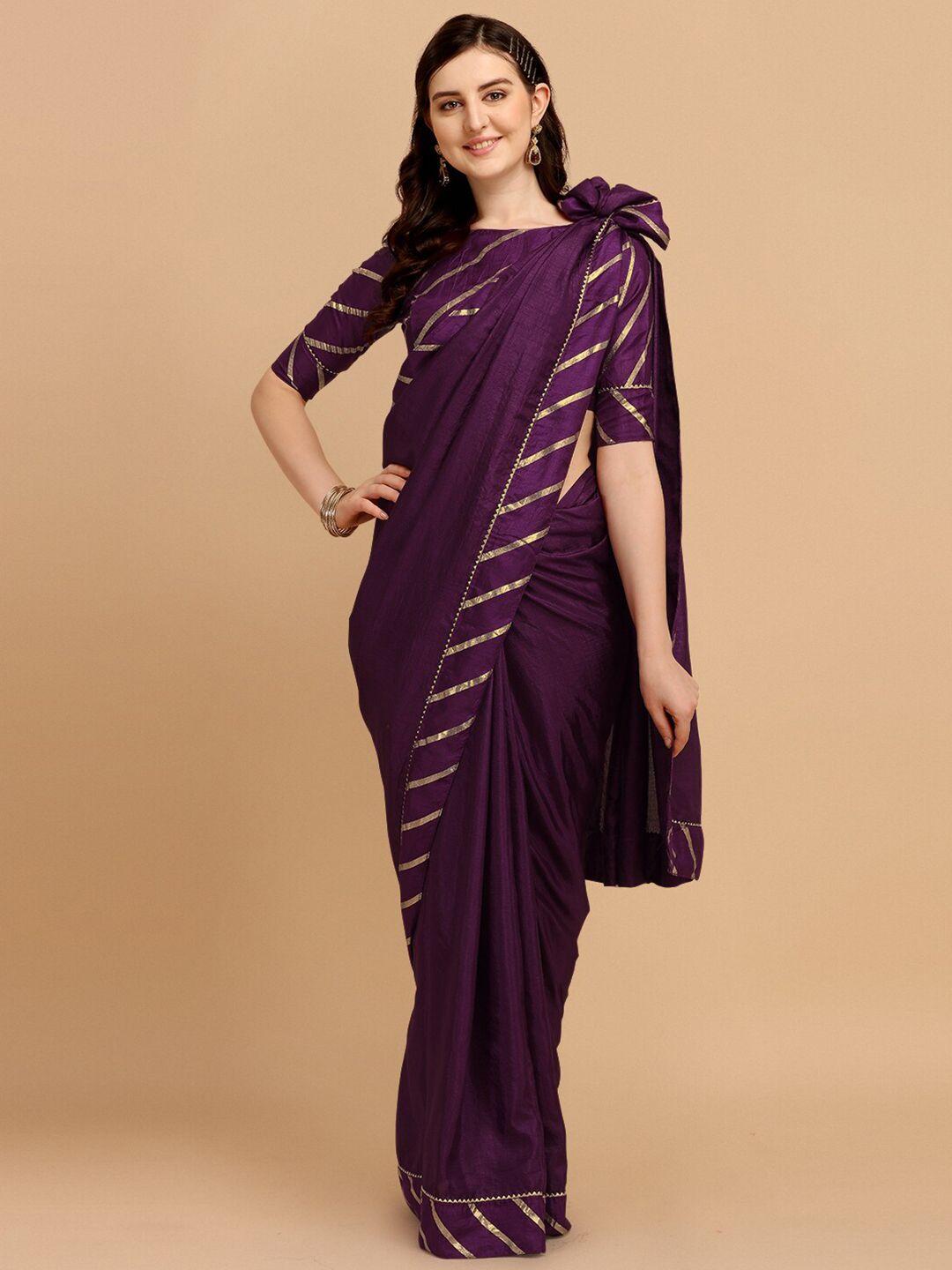 fab viva purple & gold-toned leheriya saree