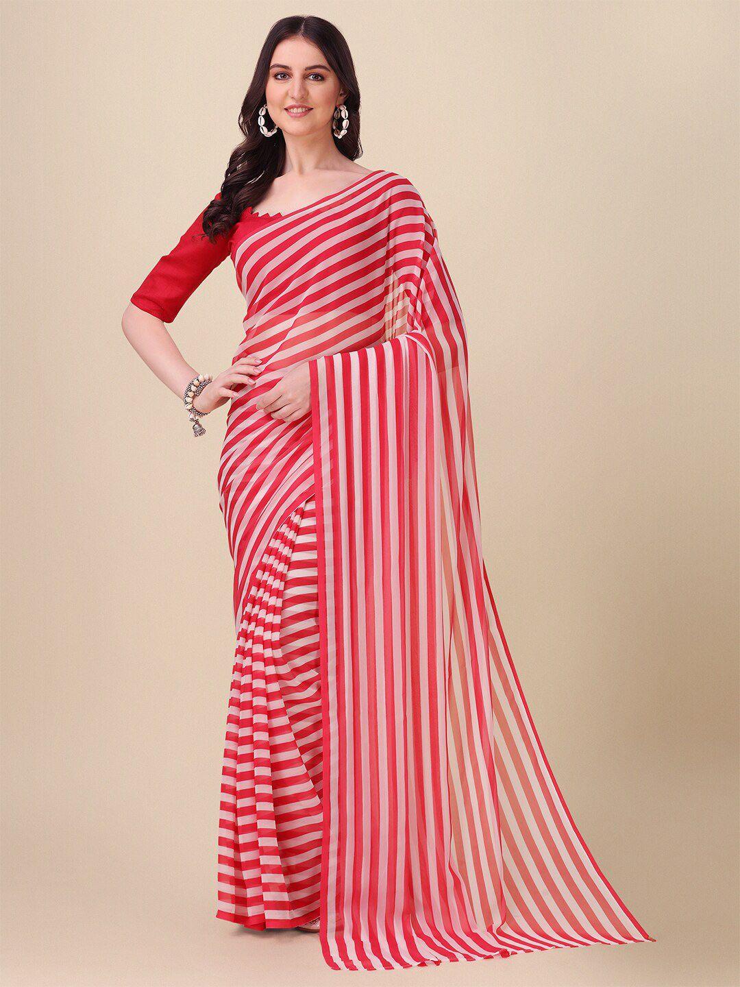 fab viva striped pure georgette saree with blouse piece