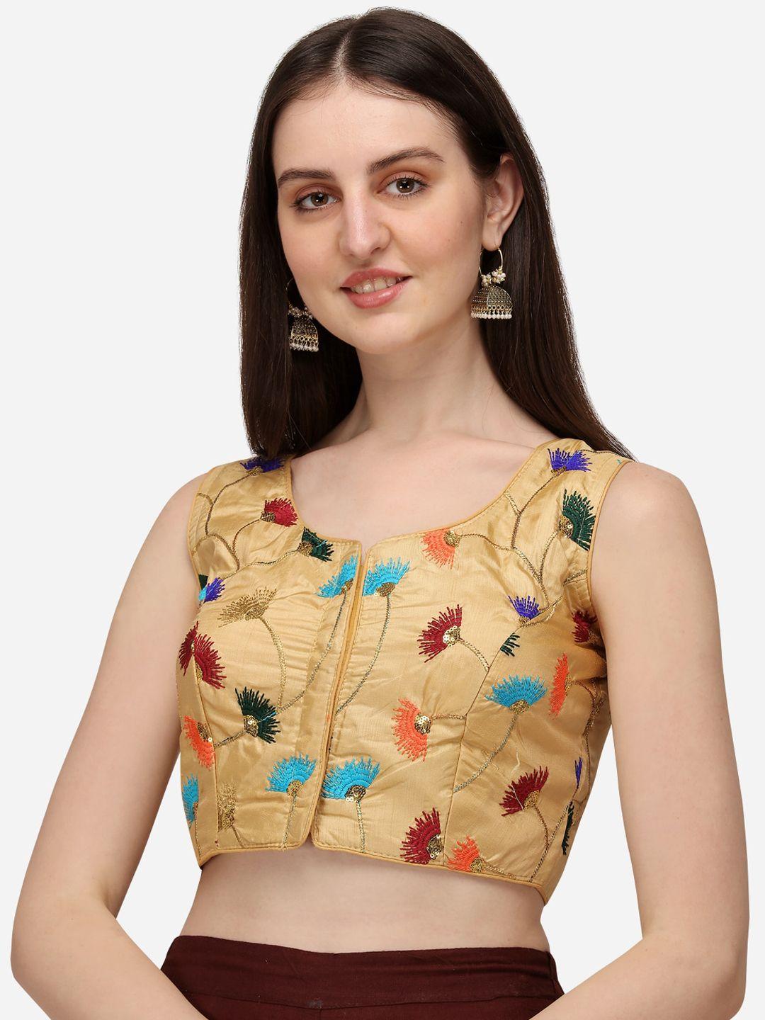 fab dadu embroidered silk round neck saree blouse