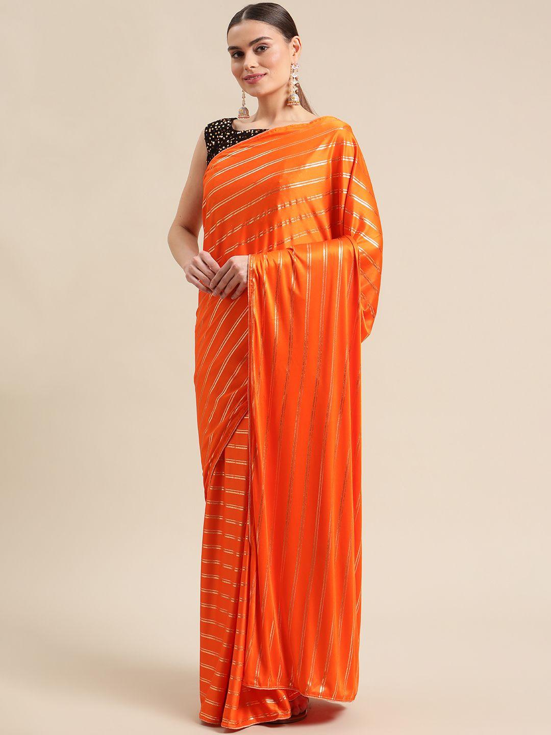 fab dadu orange striped art silk saree