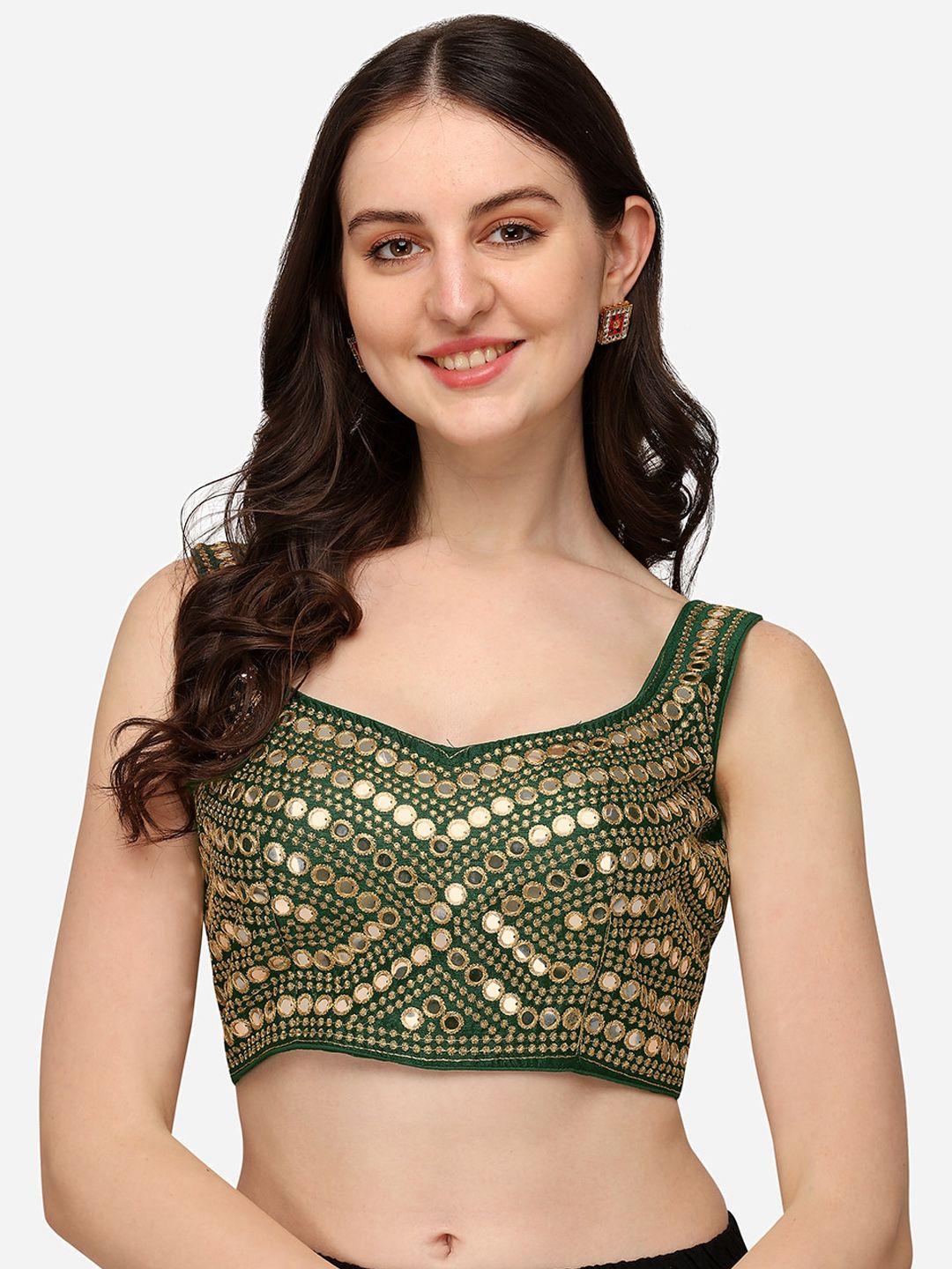 fab dadu women green embroidered saree blouse