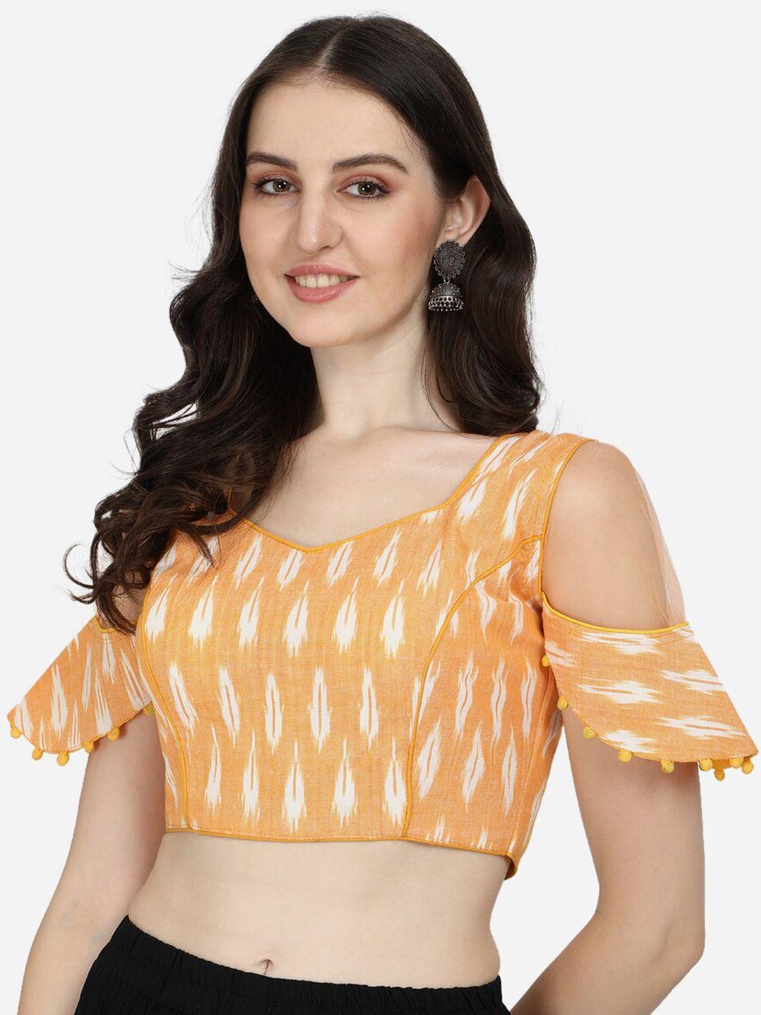 fab dadu yellow cotton ikat v-neck blouse
