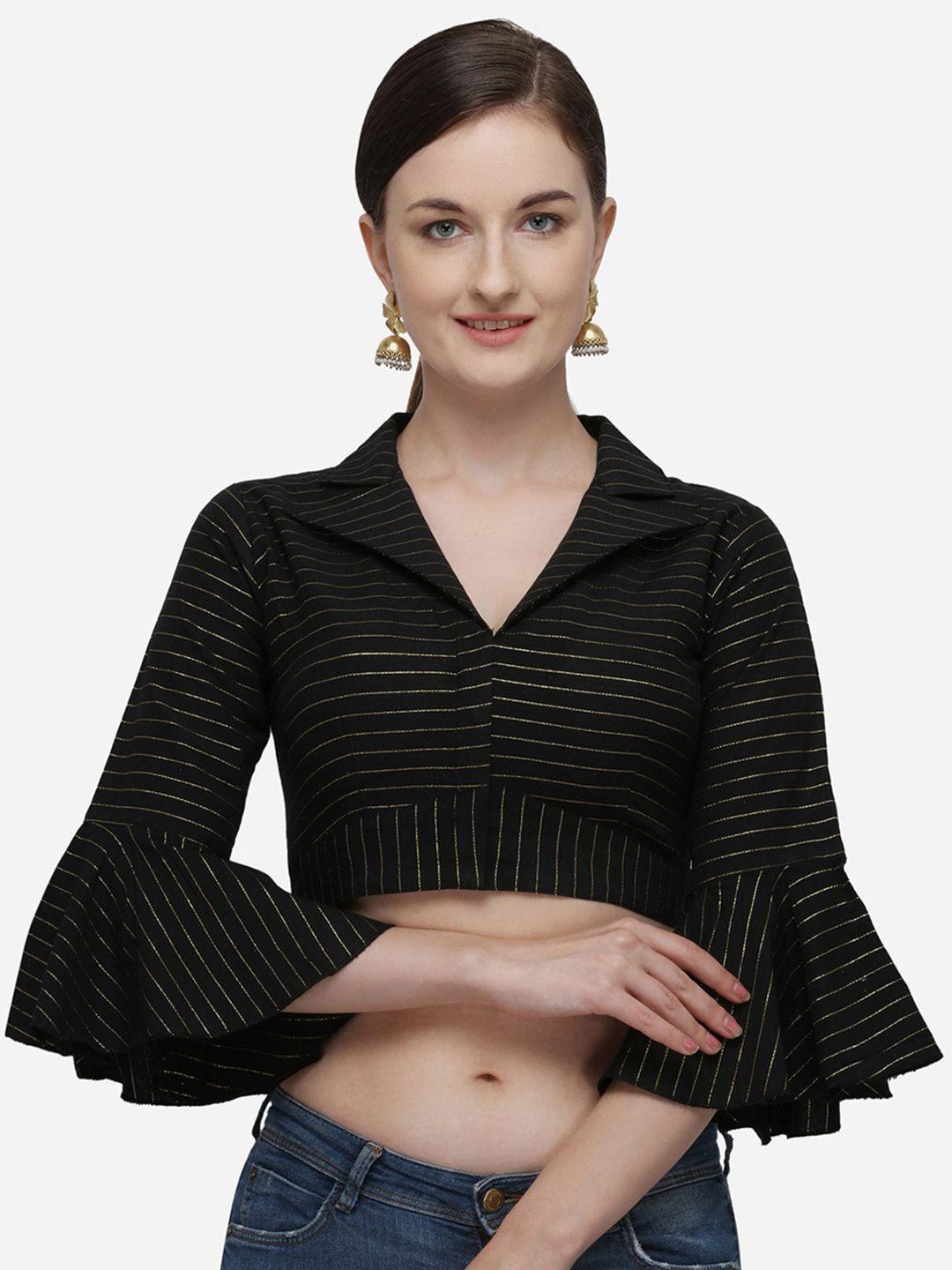 fab viva black printed saree blouse