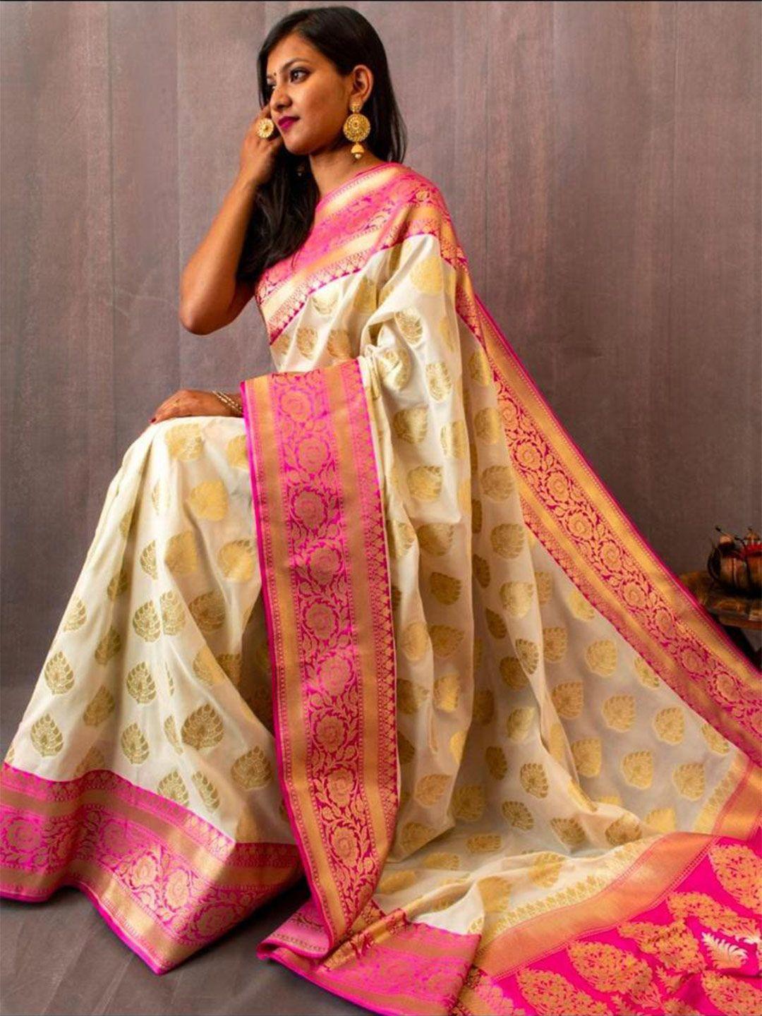 fab viva woven design zari pure silk banarasi saree