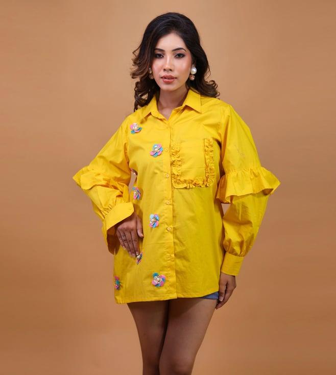 fab.minimal mango yellow fabulously minimal ruffled up shirt