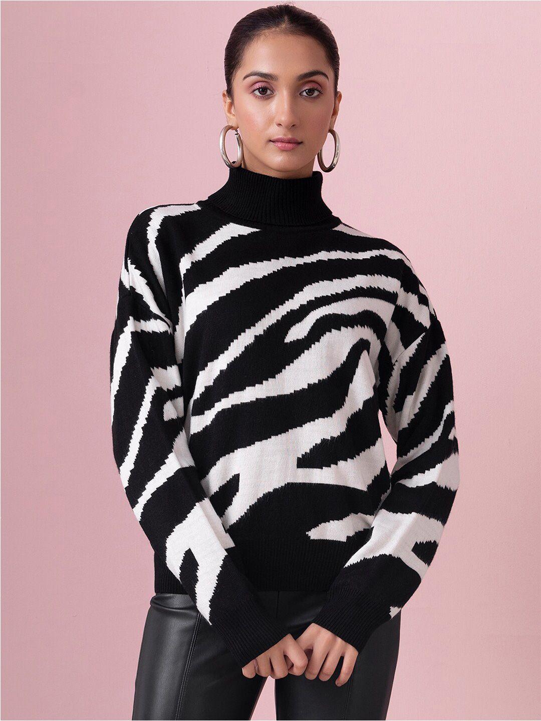 faballey animal printed turtle neck sweater
