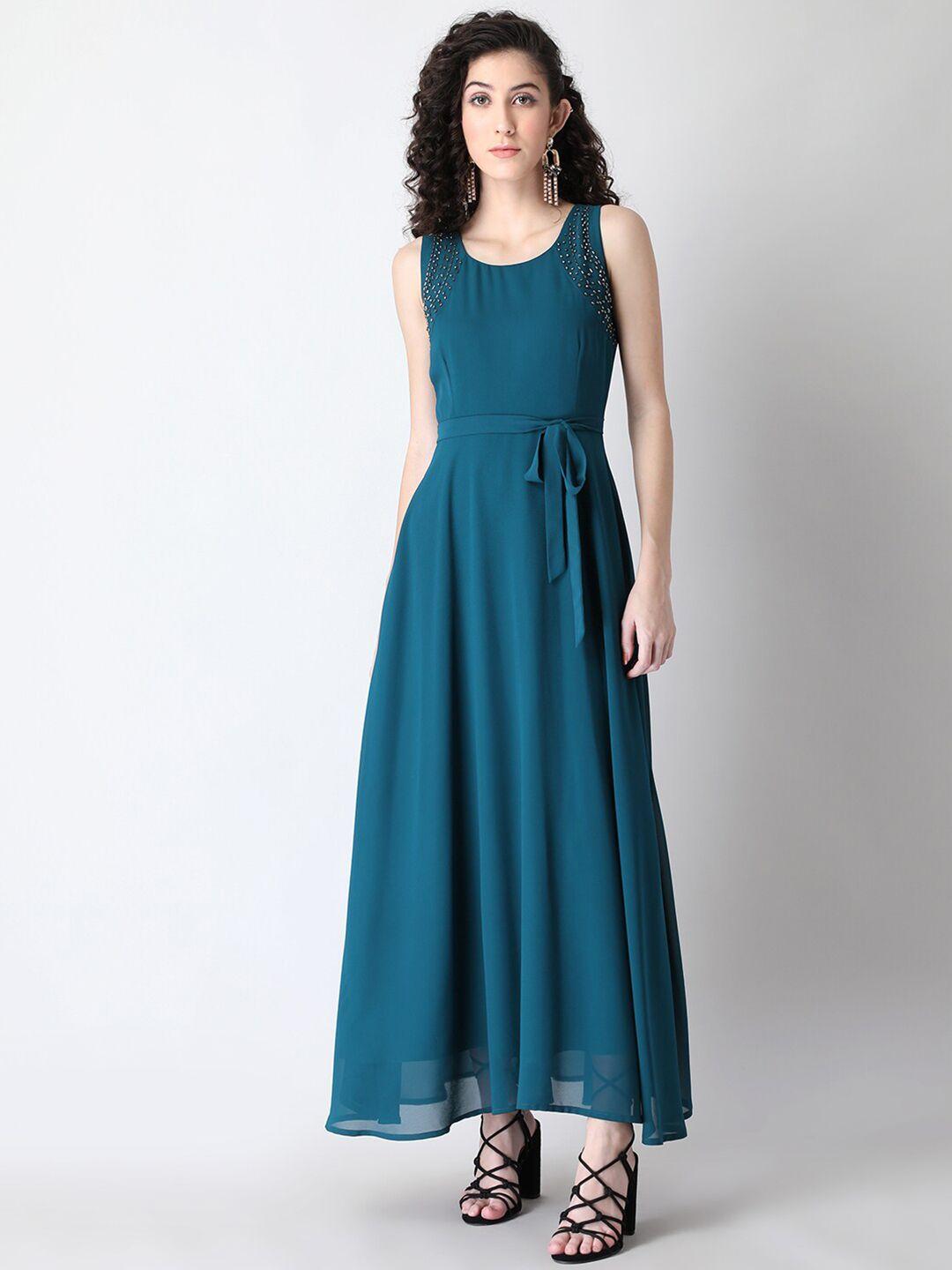 faballey blue georgette maxi dress