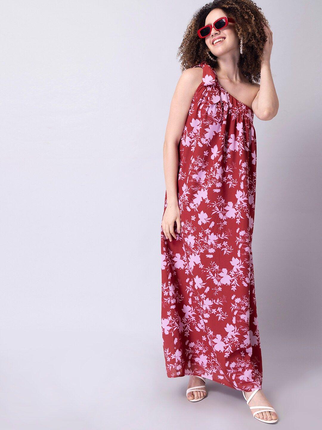 faballey red floral crepe maxi dress