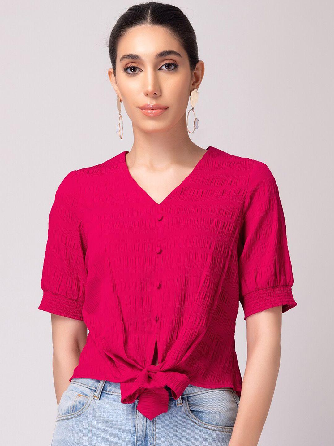 faballey v-neck front tie up top