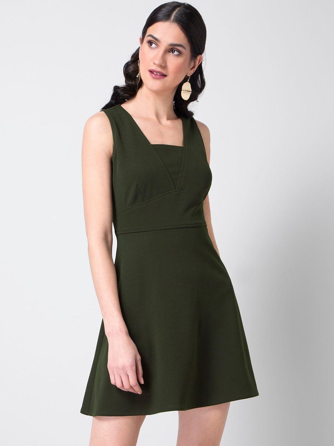 faballey-women-olive-green-solid-a-line-dress