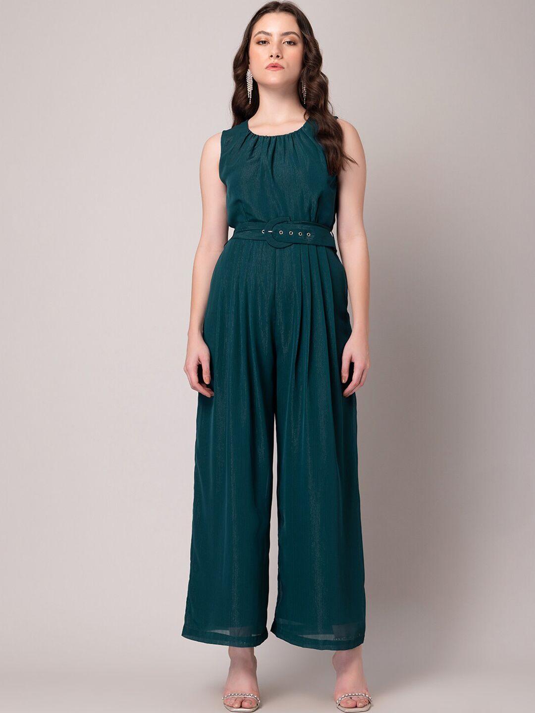 faballey basic jumpsuit with fabric buckle belt