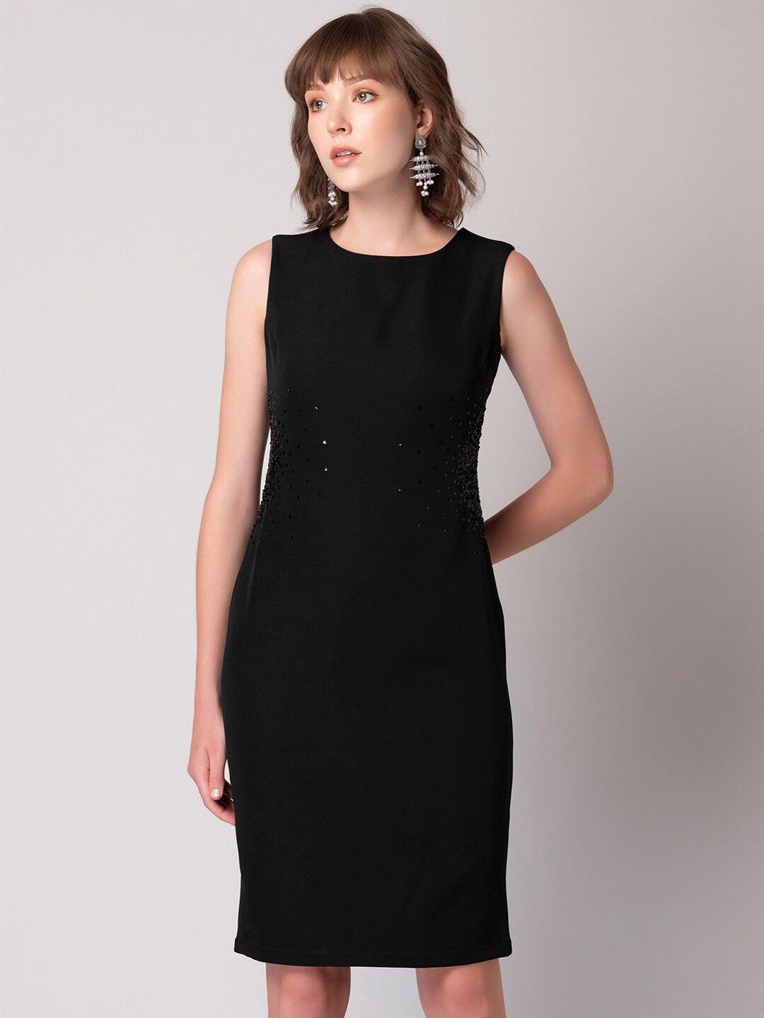 faballey black crepe sheath dress