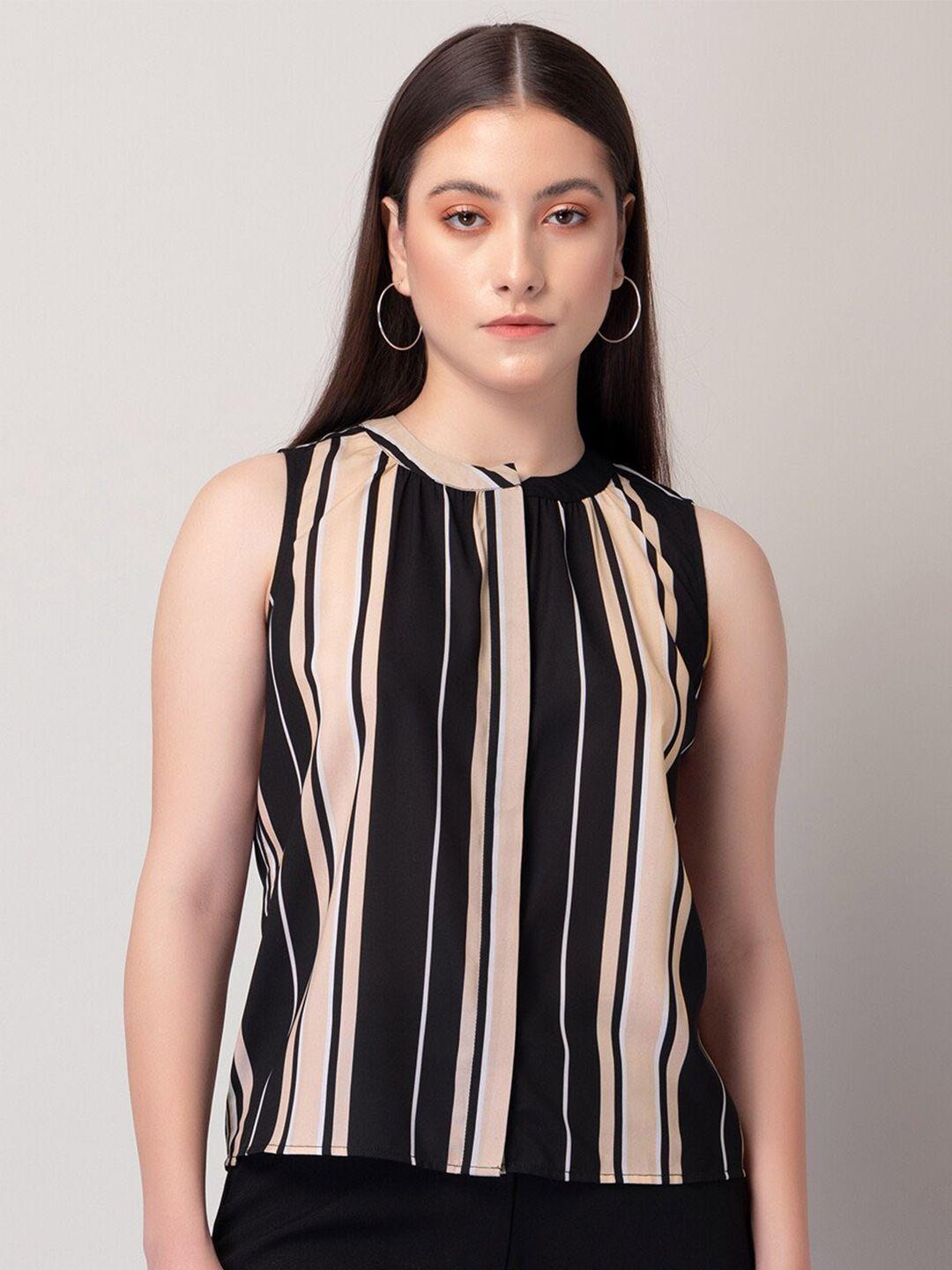 faballey black striped crepe top