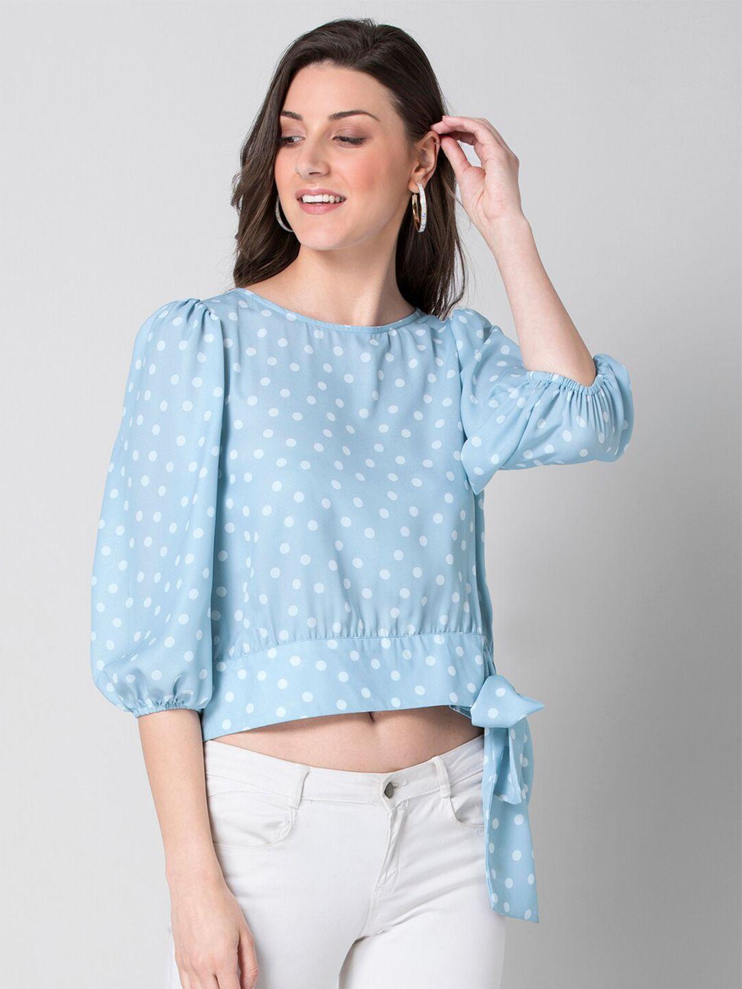 faballey blue georgette regular crop top