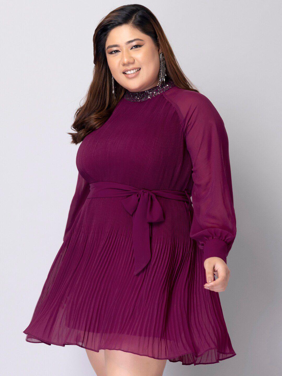 faballey curve cuffed sleeves georgette dress