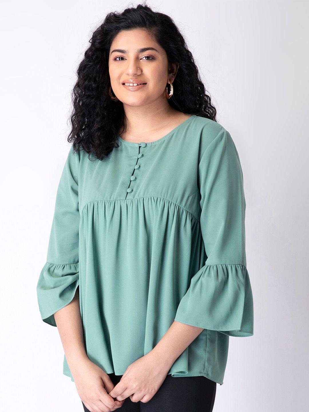 faballey curve green crepe top