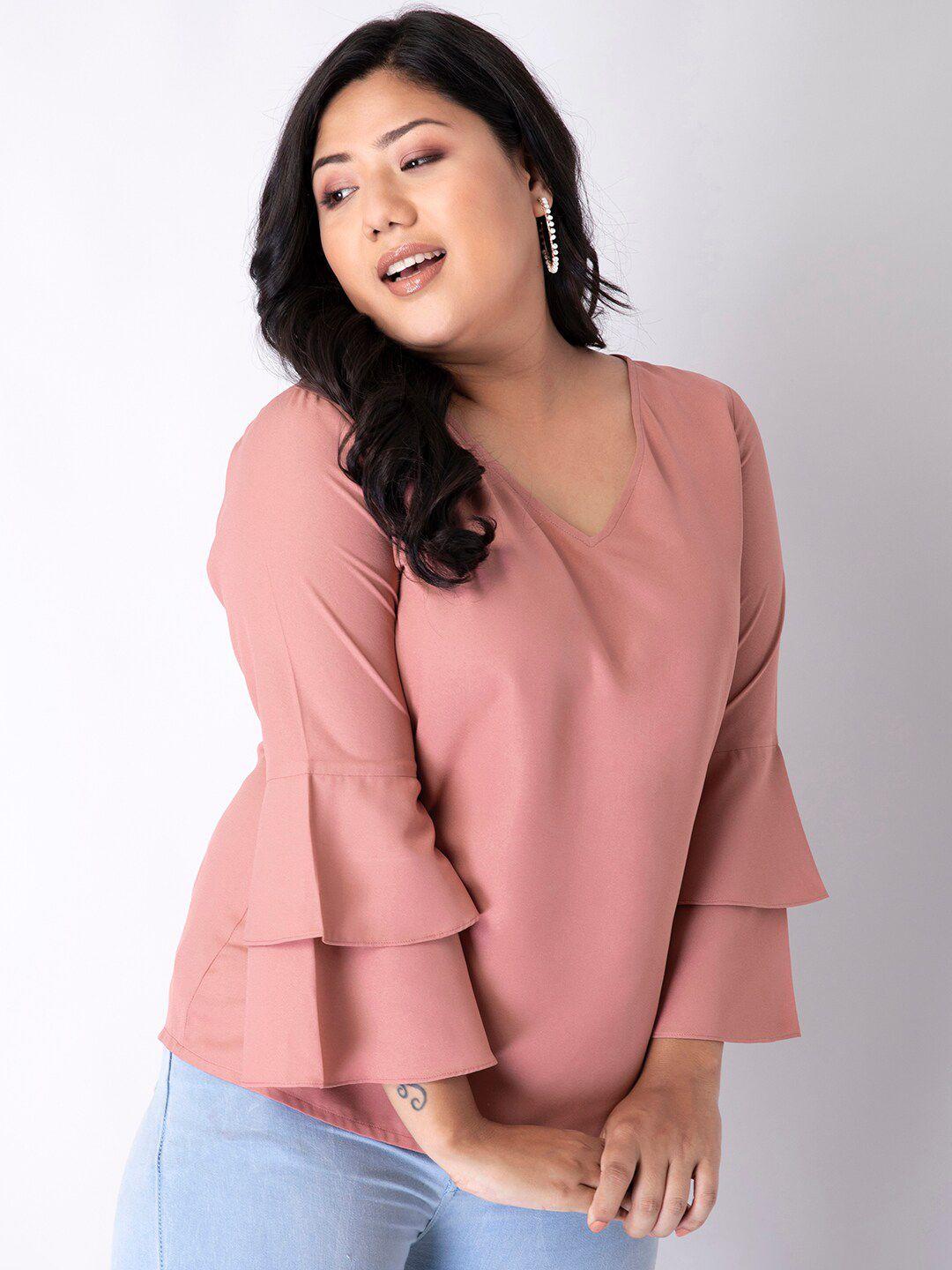 faballey curve pink crepe top