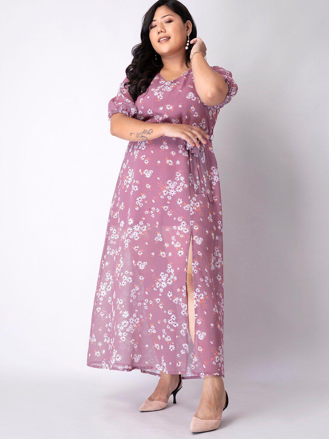 faballey curve pink floral georgette maxi dress