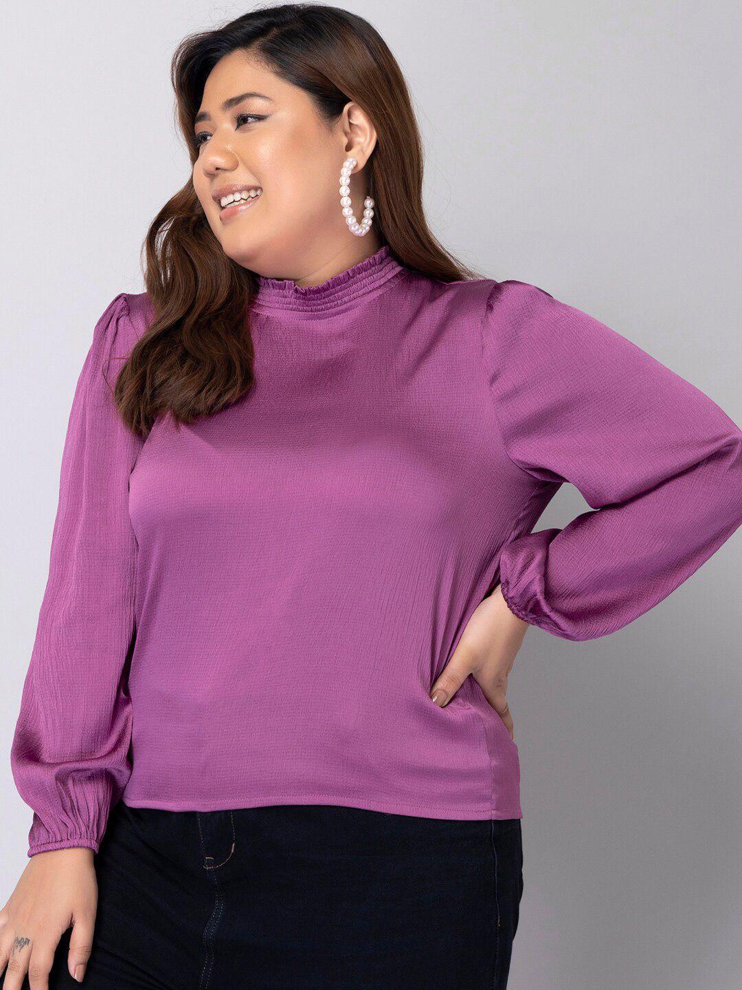 faballey curve plus size bishop sleeves top