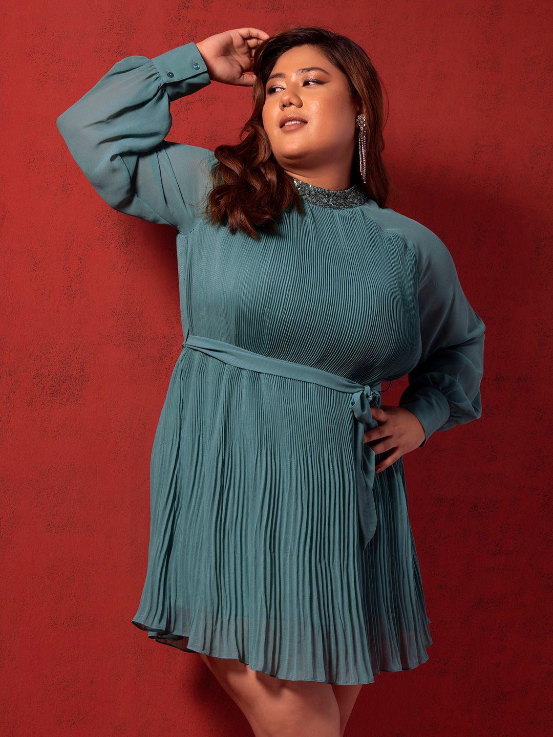 faballey curve plus size georgette fit & flare dress