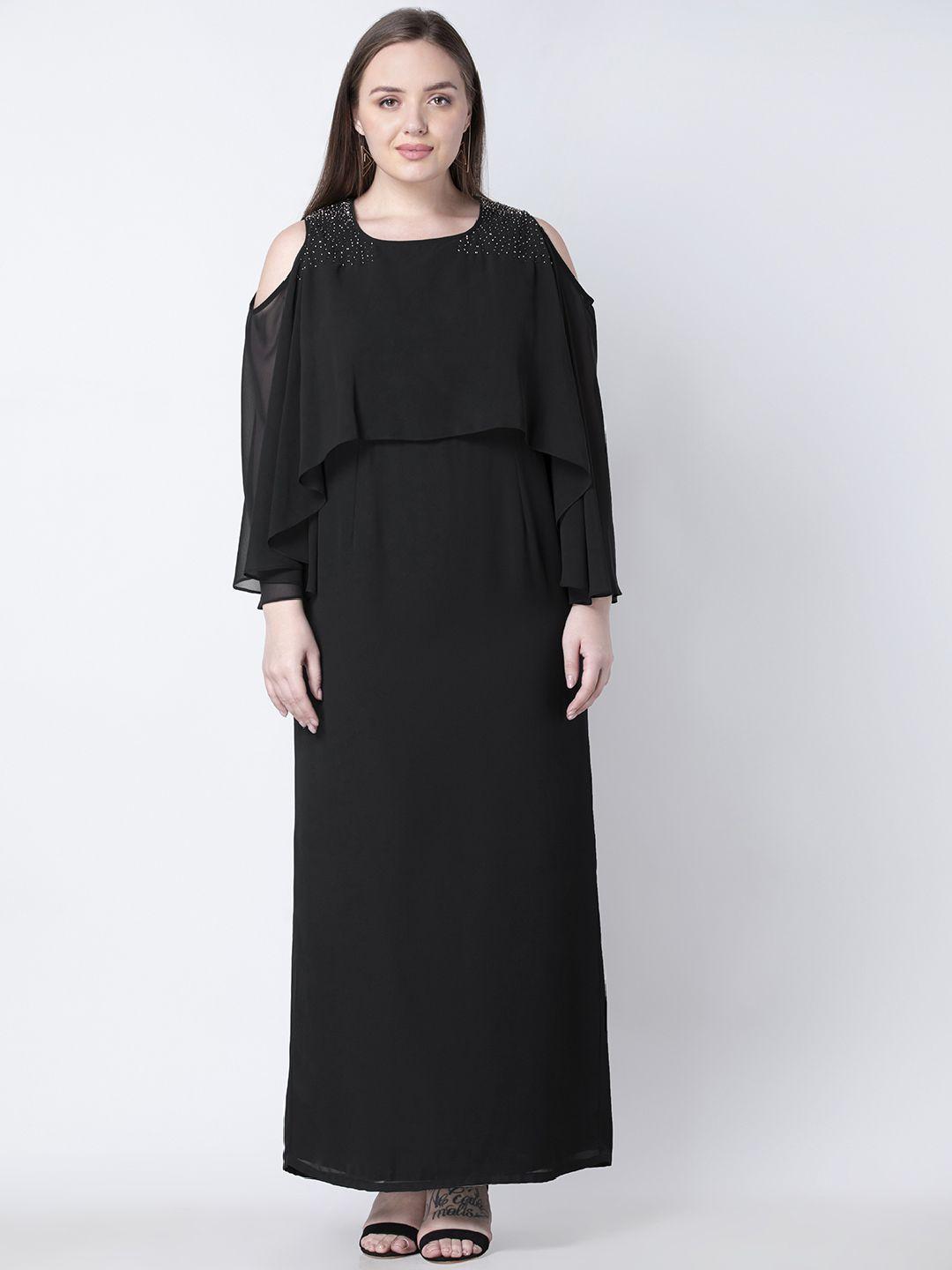 faballey curve plus size women black embellished maxi dress