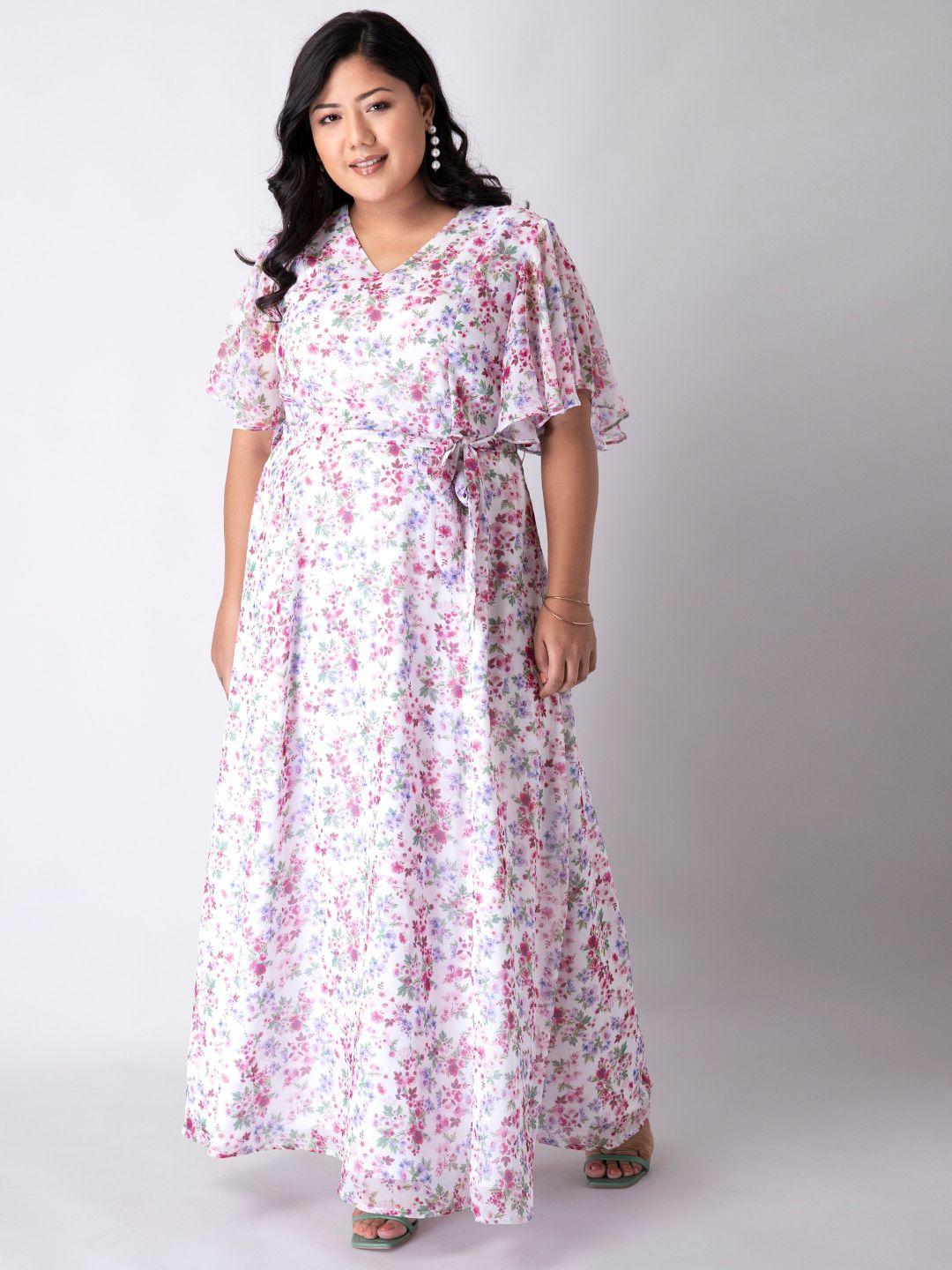 faballey curve white floral georgette maxi dress