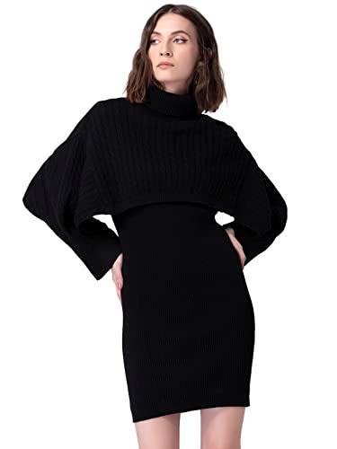 faballey department429 acrylic regular black cable knit sweater dress (drs05296 l)