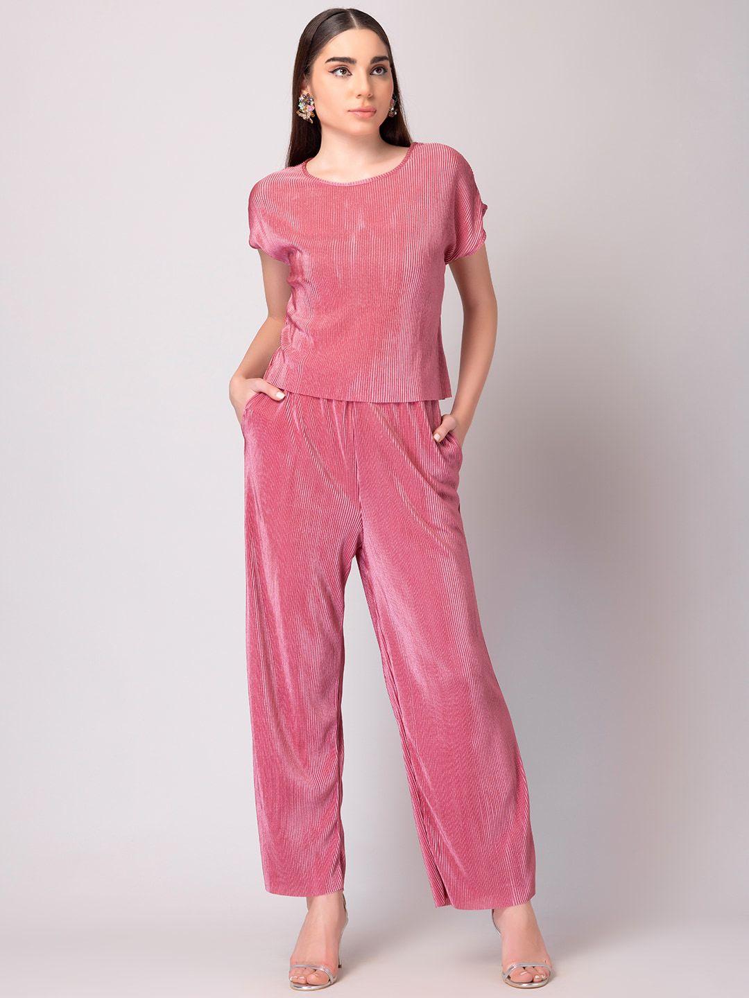 faballey extended sleeves pleated top and trousers
