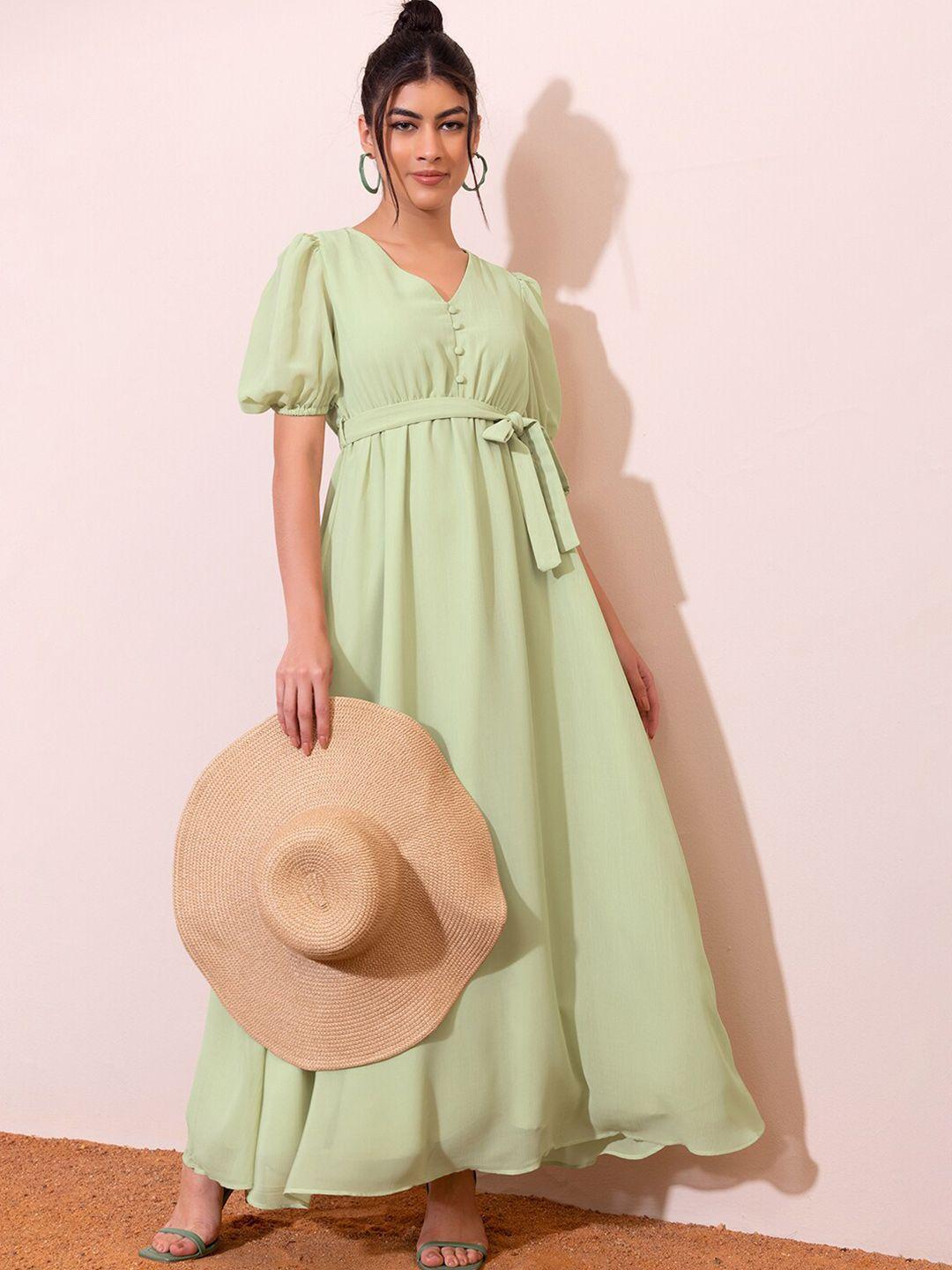 faballey green georgette maxi dress