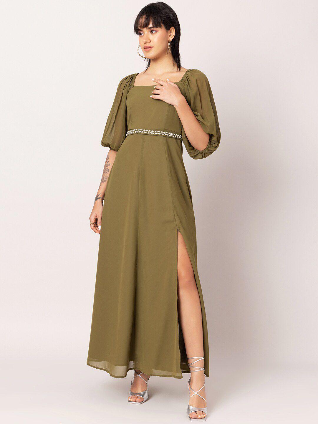 faballey green georgette maxi dress