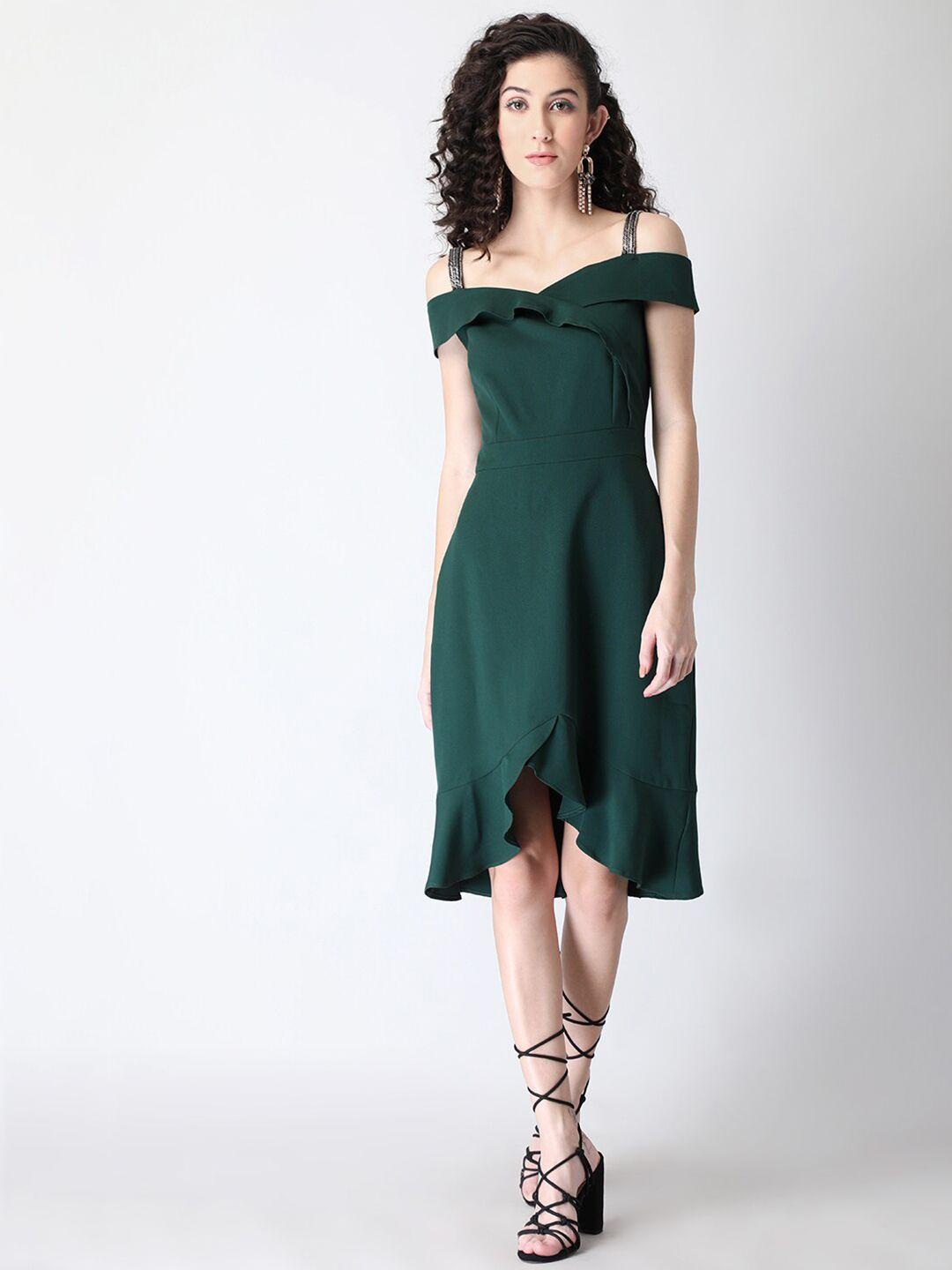 faballey green off-shoulder dress