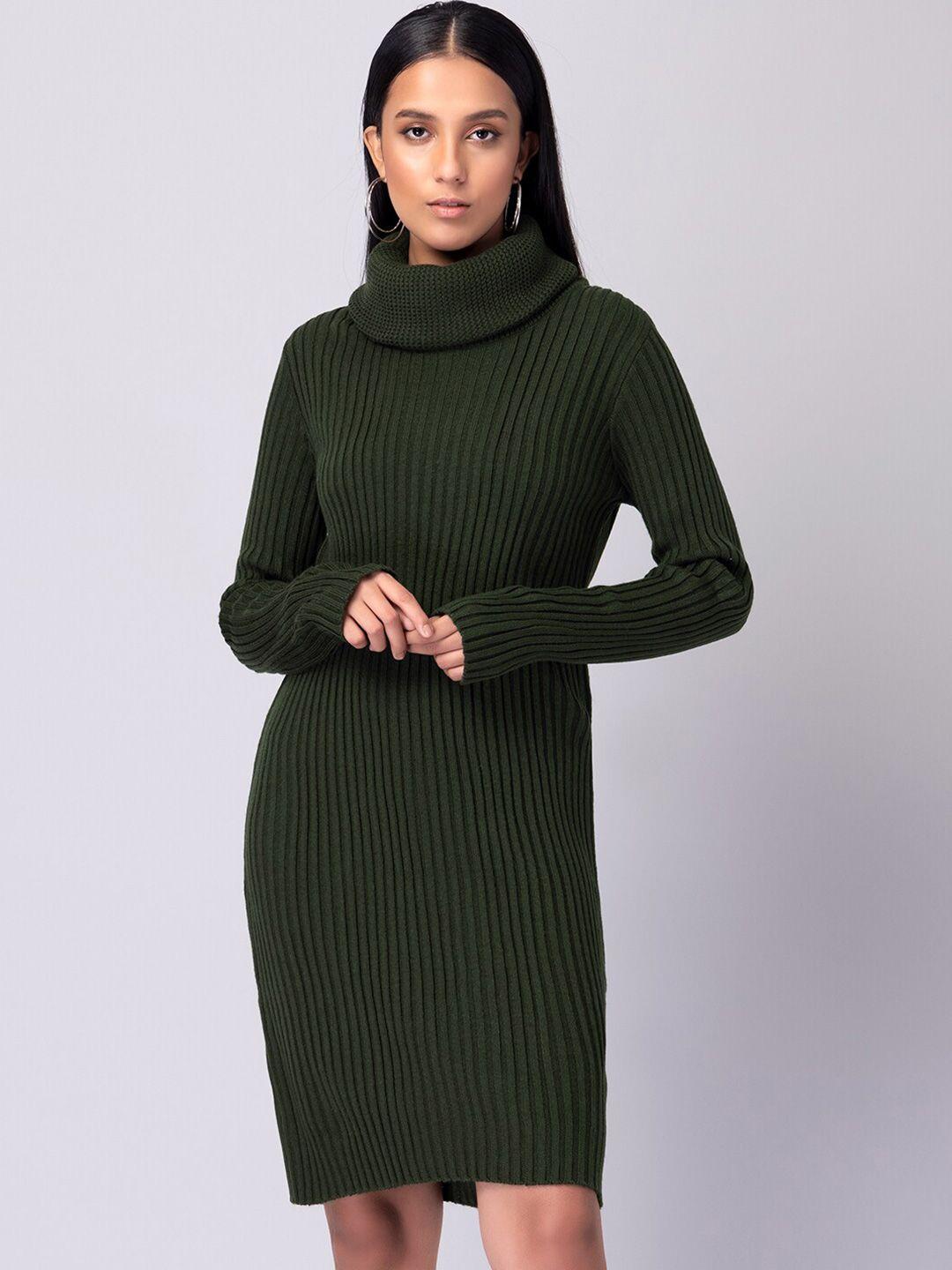 faballey green striped sweater dress