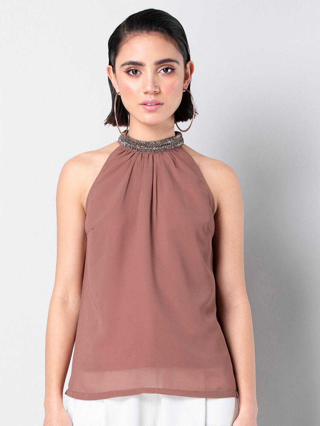 faballey jewel neck embellished top